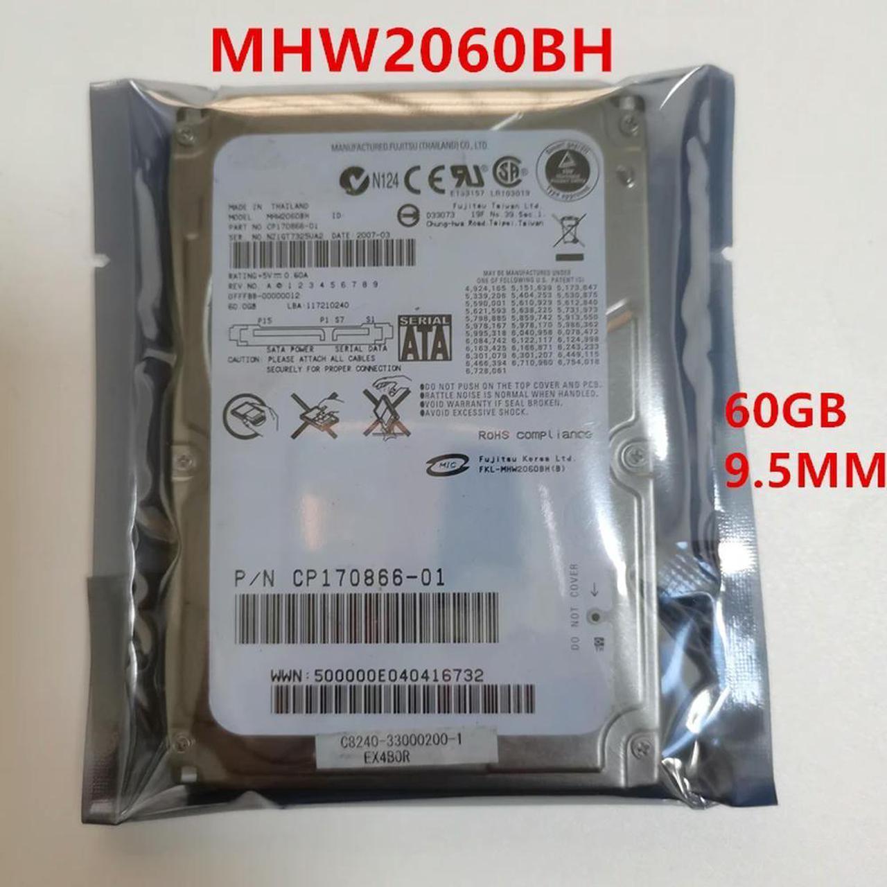 OwnShoe HDD For Fujitsu 60GB 2.5" SATA 3 Gb/s 8MB 5400RPM 9.5MM For Internal Hard Disk For Notebook HDD For MHW2060BH