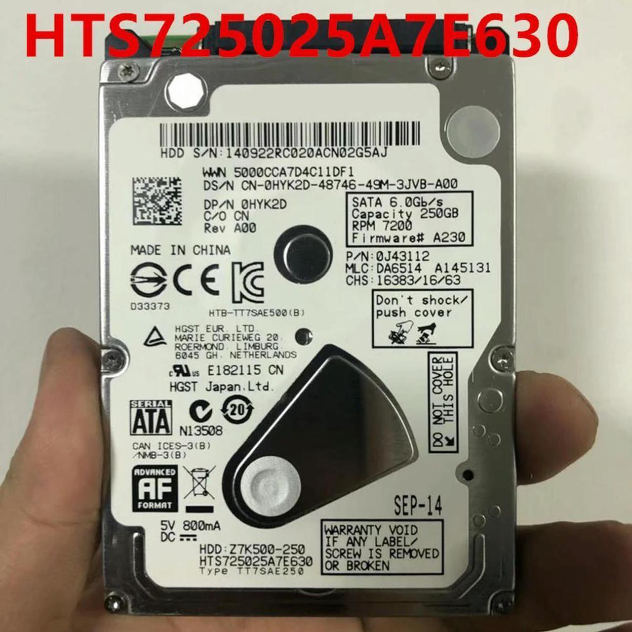 OwnShoe HDD For Hgst 250GB 2.5" SATA 32MB 7200RPM 7MM For Internal HDD For Notebook HDD For HTS725025A7E630