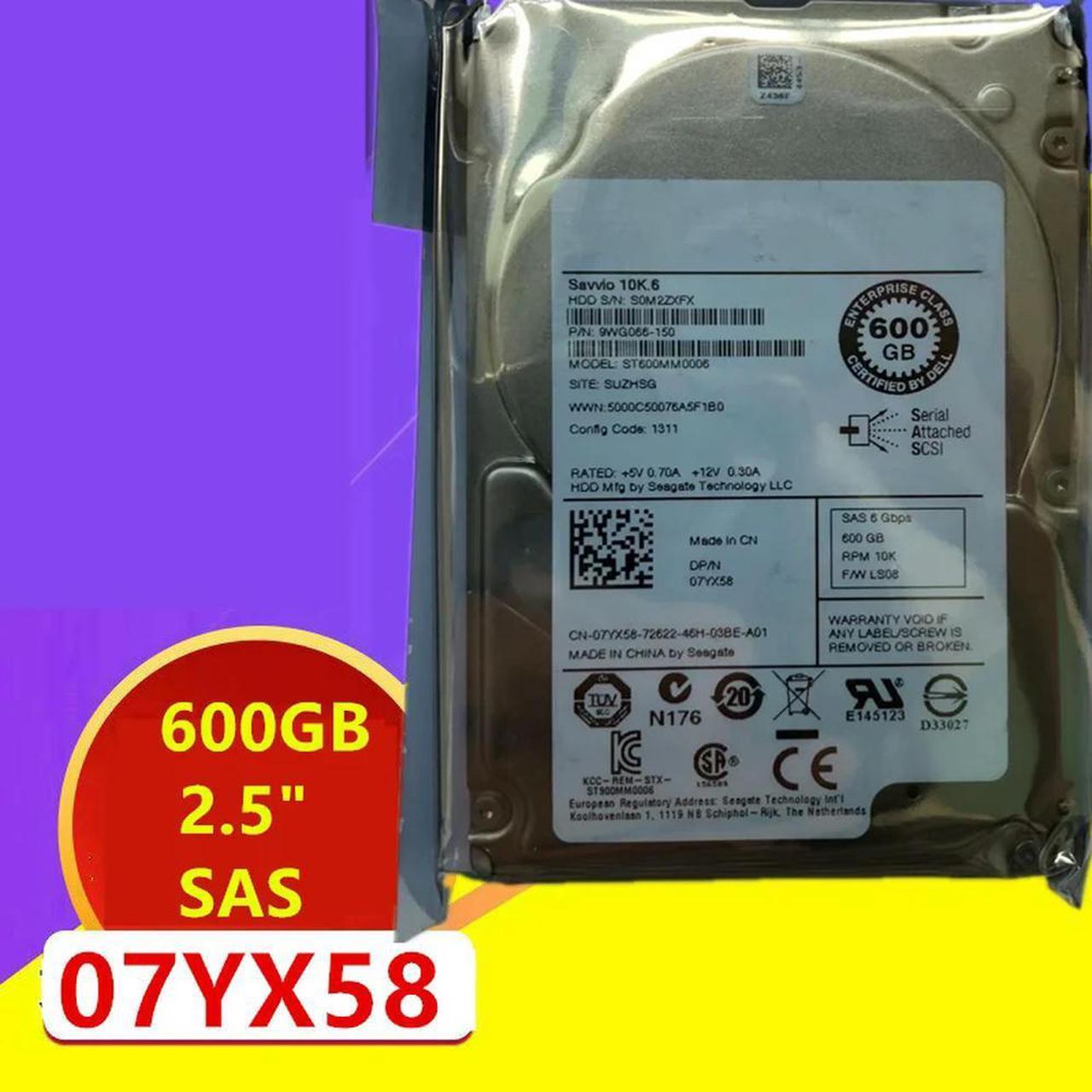 OwnShoe HDD For 600GB 2.5" SAS 6 Gb/S 64MB 10000RPM For Internal HDD For Server HDD For 7YX58 07YX58 ST600MM0006