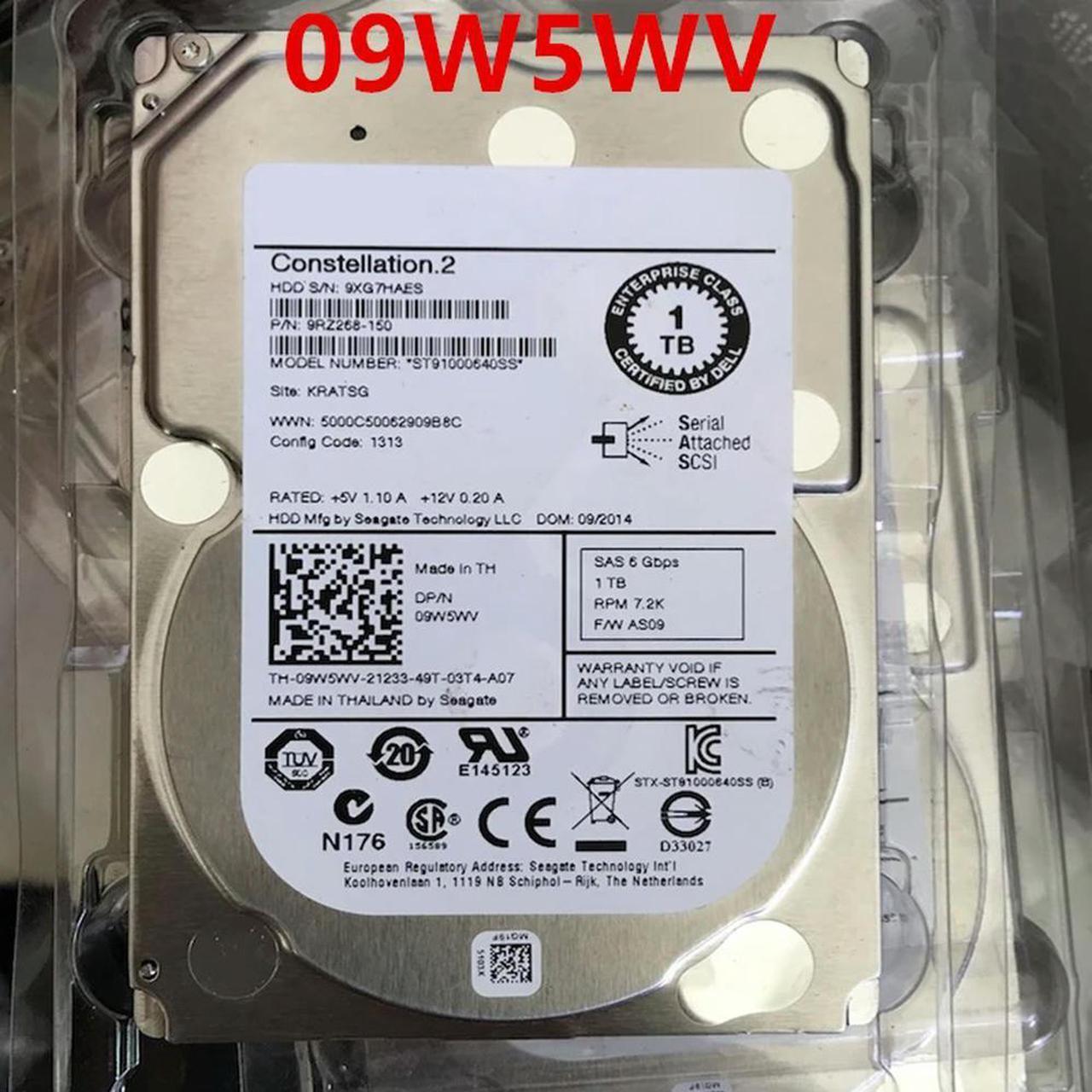 OwnShoe HDD For 1TB 2.5" SAS 6 Gb/S 64MB 7200RPM For Internal HDD For Server HDD For 09W5WV 9W5WV ST91000640SS