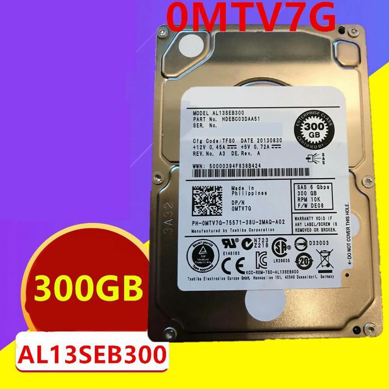 OwnShoe HDD For 300GB 2.5" SAS 6 Gb/S 64MB 10000RPM For Internal HDD For Server HDD For 0MTV7G MTV7G AL13SEB300