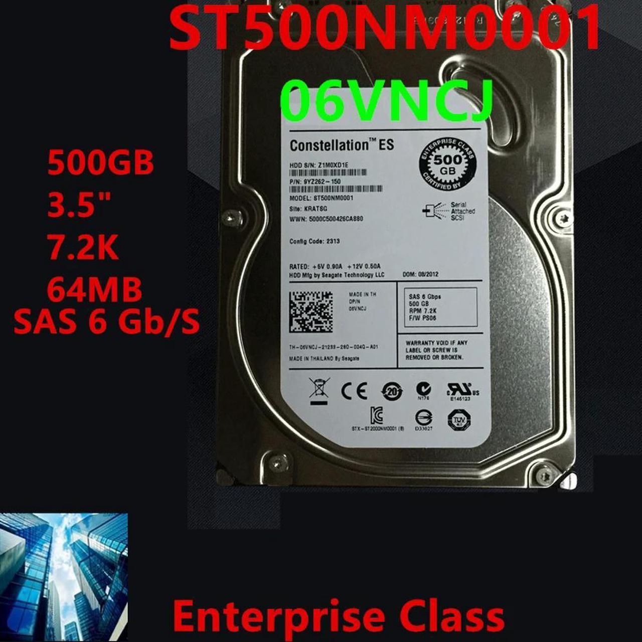 OwnShoe HDD For MD1000 MD3000 500GB 3.5" SAS 6 Gb/S 64MB 7.2K For Server HDD For 06VNCJ ST500NM0001 6VNCJ