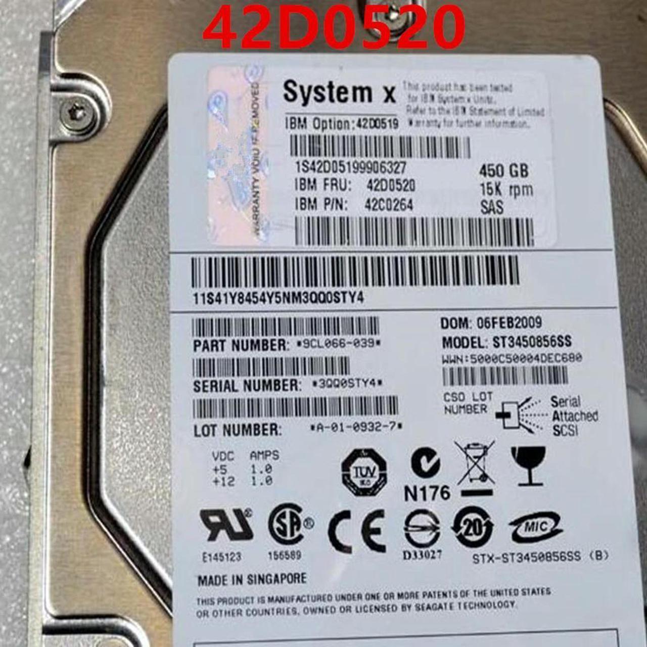 OwnShoe HDD For 450GB 3.5" SAS 6 Gb/S 64MB 15000RPM For Internal HDD For Server HDD For 42D0520 42C0264 42D0519