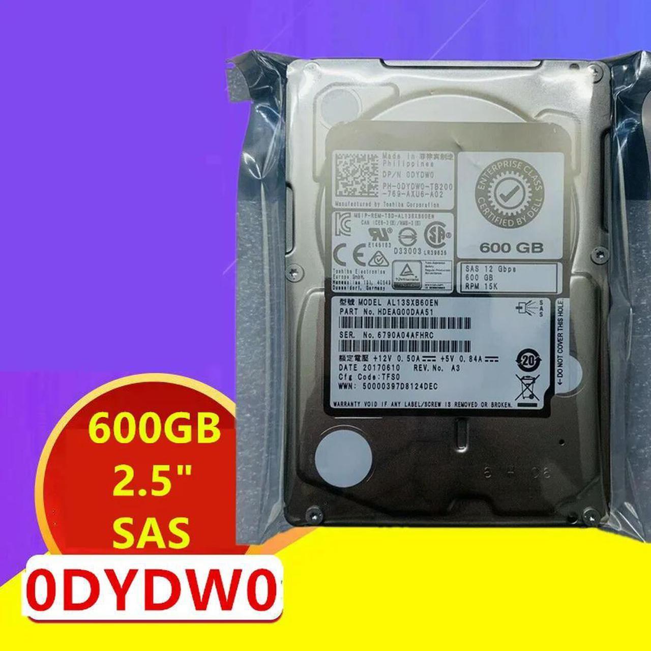 OwnShoe HDD For 600GB 2.5" SAS 12 Gb/S 64MB 15000RPM For Internal HDD For Server HDD For DYDW0 0DYDW0 AL13SXB60EN