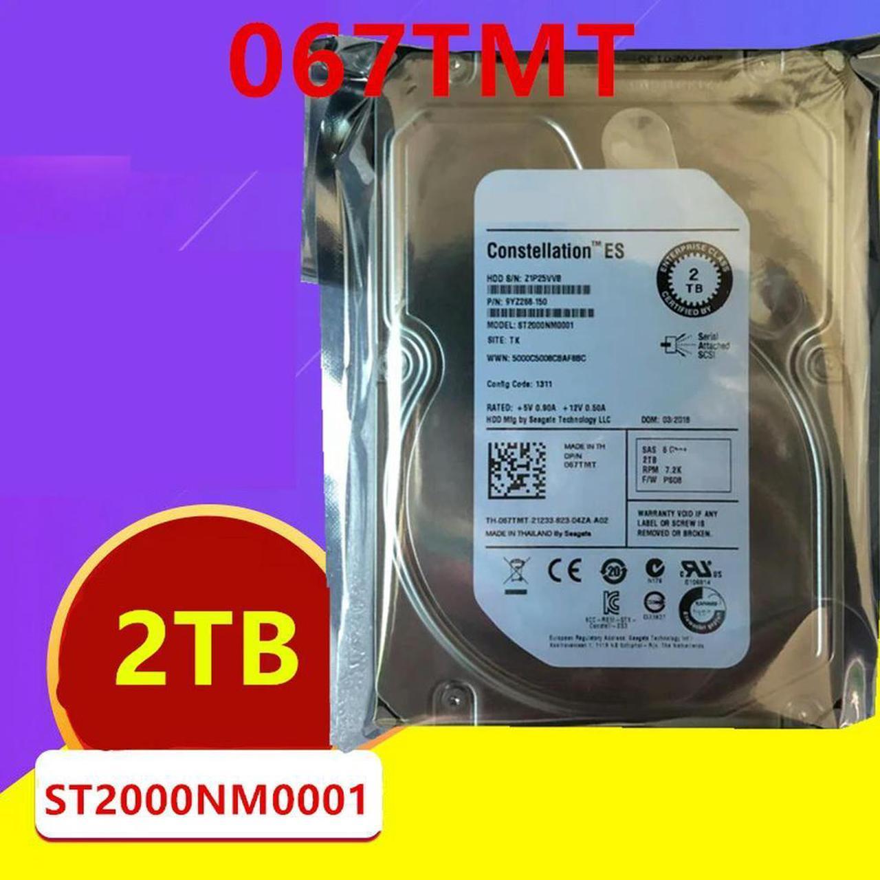 OwnShoe HDD For 2TB 3.5" SAS 6 Gb/S 64MB 7200RPM For Internal HDD For Server HDD For 67TMT 067TMT ST2000NM0001