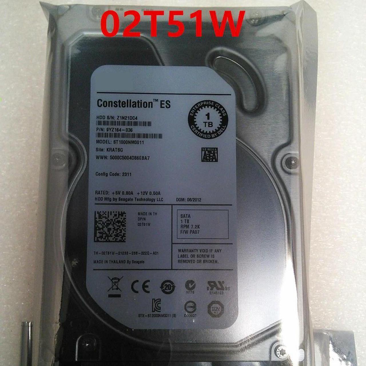 OwnShoe HDD For 1TB 3.5" SATA 6 Gb/S 64MB 7200RPM For Internal HDD For Server HDD For 2T51W 02T51W ST1000NM0011