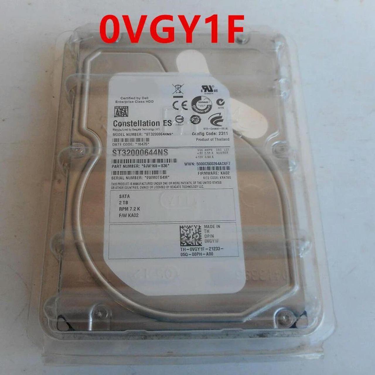 OwnShoe HDD For 2TB 3.5" SATA 6 Gb/s 64MB 7200RPM For Internal HDD For Server HDD For VGY1F 0VGY1F ST32000644NS