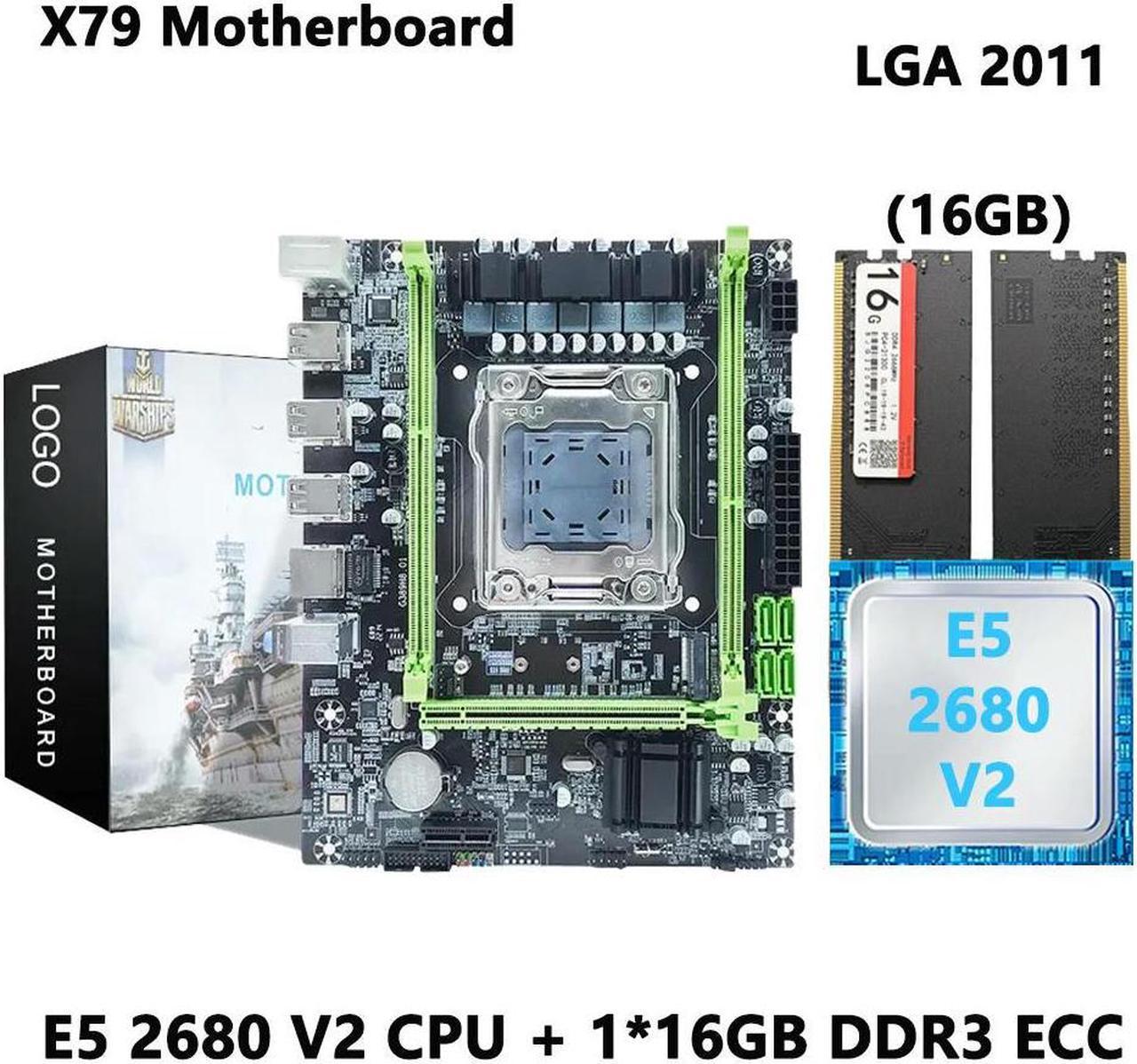 X79 Motherboard LGA 2011 with Xeon E5 2680 V2 CPU and 1*16 GB DDR3 USB 3.0 combo kit set M.2 NVME