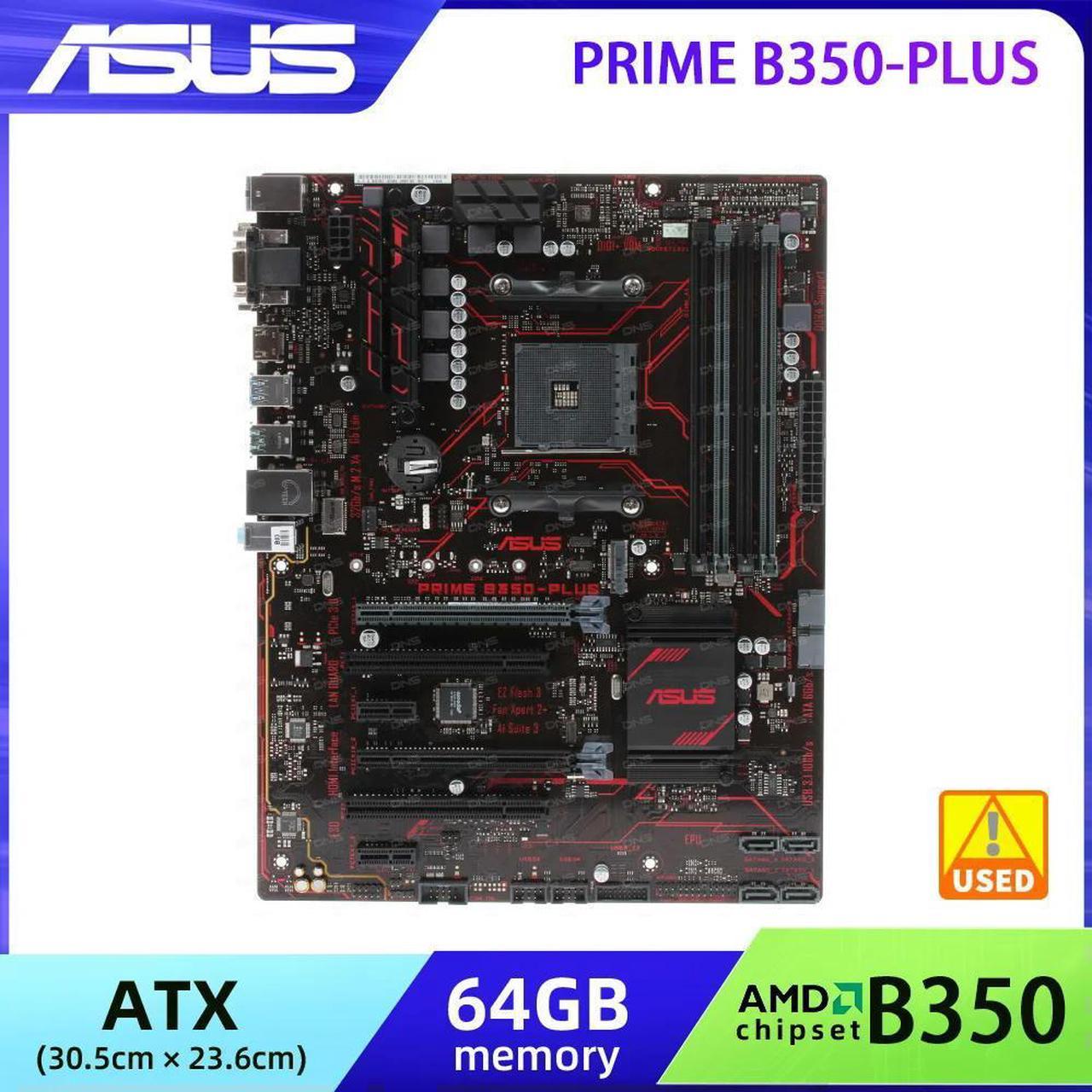 B350 Motherboard PRIME B350-PLUS for Ryzen 7 5700x 5700x3d 5800x3d AM4 Motherboard for Ryzen 5 5600 5600G 5500 3600 5600X