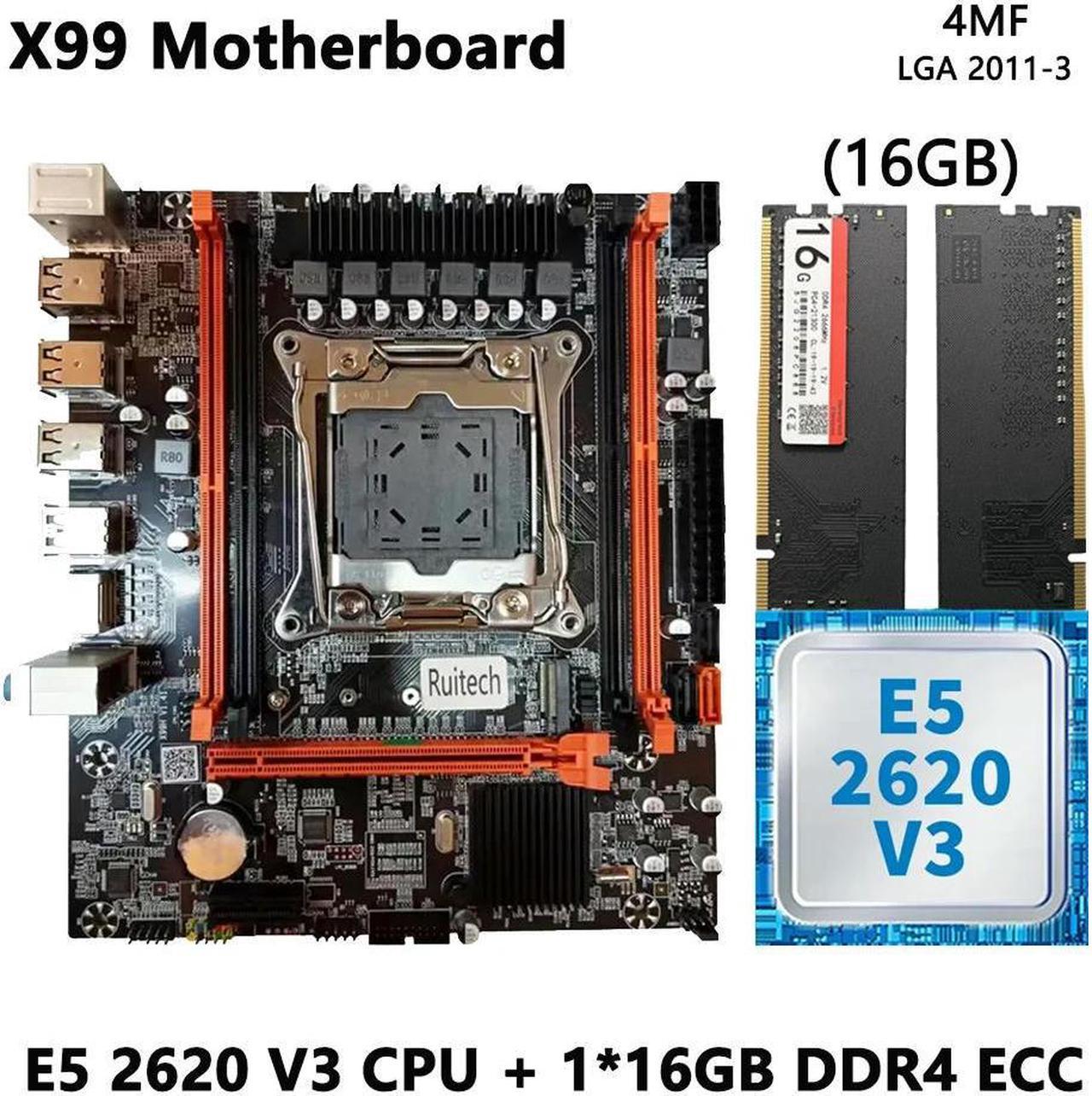 X99 Motherboard LGA2011-3 XEON With E5 2620 v3 and 1*16*GB DDR4 ECC Memory  combo kit NVME M.2 SSD M-ATX