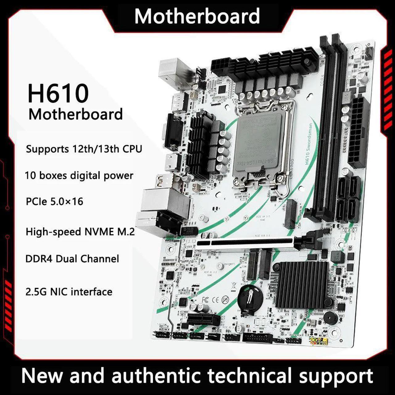 H610 Motherboard M-ATX 128GB DDR4 LGA 1700 CPU 12600F 12700F 13600F