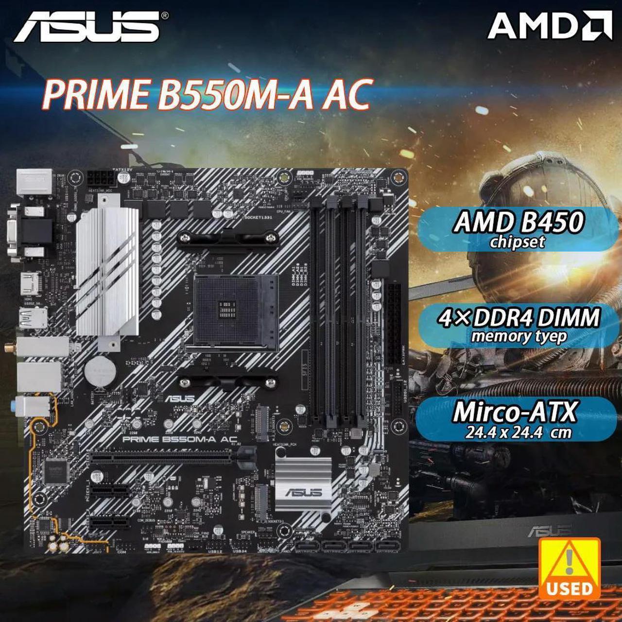 B550 Motherboard PRIME B550M-A AC Supports Ryzen 5 5600G 5600/Ryzen 7 5700x3d 5800x3d 5700x 5800x 3800x/Ryzen 9 5900 5950X