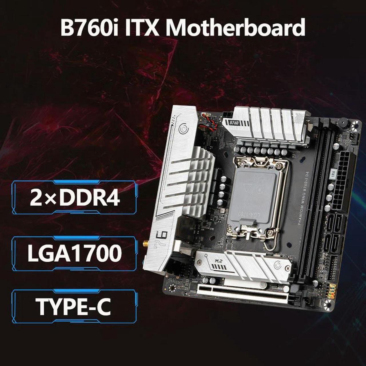 B760i ITX Motherboard LGA1700 DDR4 Gaming DIY Assembled Computer Kit M.2 4.0WiFi5