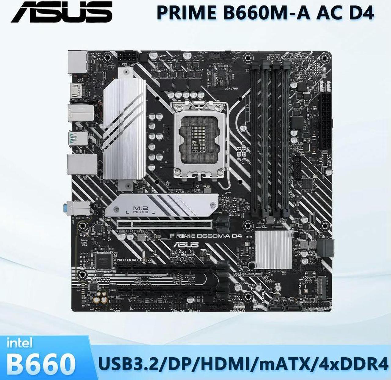 Motherboard, PRIME B660M-A AC D4, B660 Chipset, LGA 1700 Socket for 12th 13th 14th Gen Core CPU, 12100F 12400F 13100F 13500