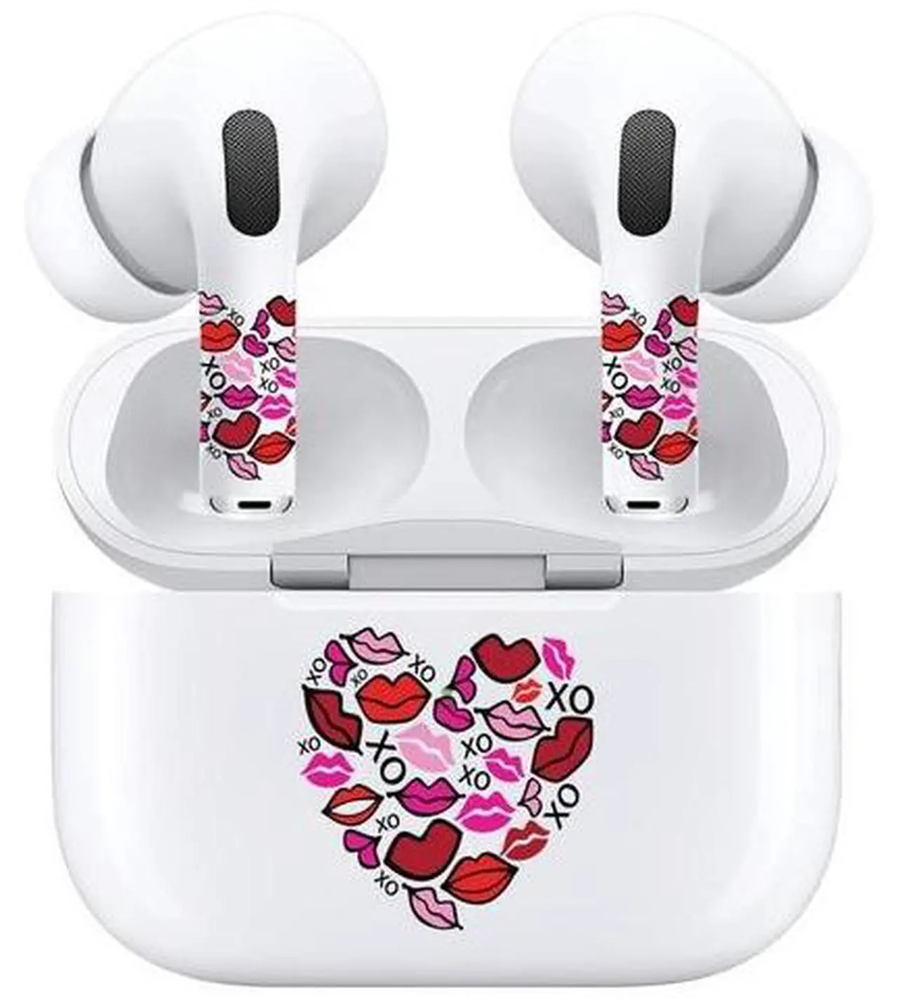 Main image of AirSkins - Decals for AirPods Pro & Pro 2, Heart Lips Design, Scratch-Resistant, Precision Fit, Wireless Charging Friendly, Easy Application, Durable Protection for Earbuds & Case