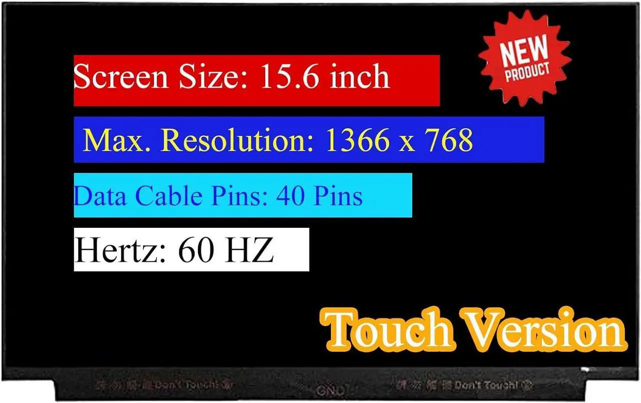 Main image of 15.6" LCD Screen Replacement for Dell Inspiron 15 3000 Touch Display Panel HD 1366x768 40 pin 60Hz 45% NTSC (with Bracket)