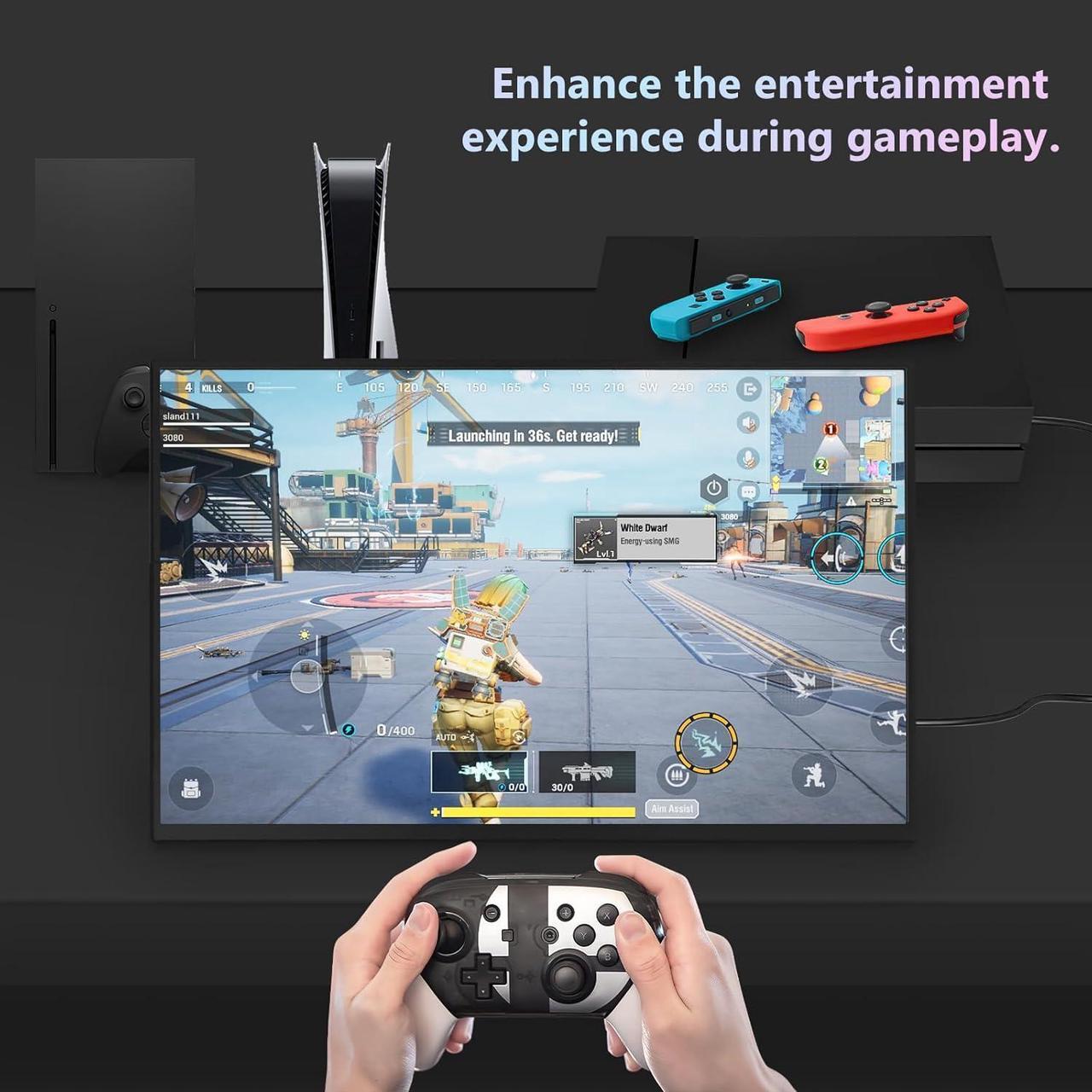 Alt view image 5 of 6 - NUOLAISUN Portable Monitor 18.5 inch 100Hz 100% sRGB FHD 1080P IPS Computer Display Gaming Monitor for Laptop USB C HDMI HDR Travel Monitor with Kickstand for Mac PC Xbox PS4/5 Switch Laptop Monitor