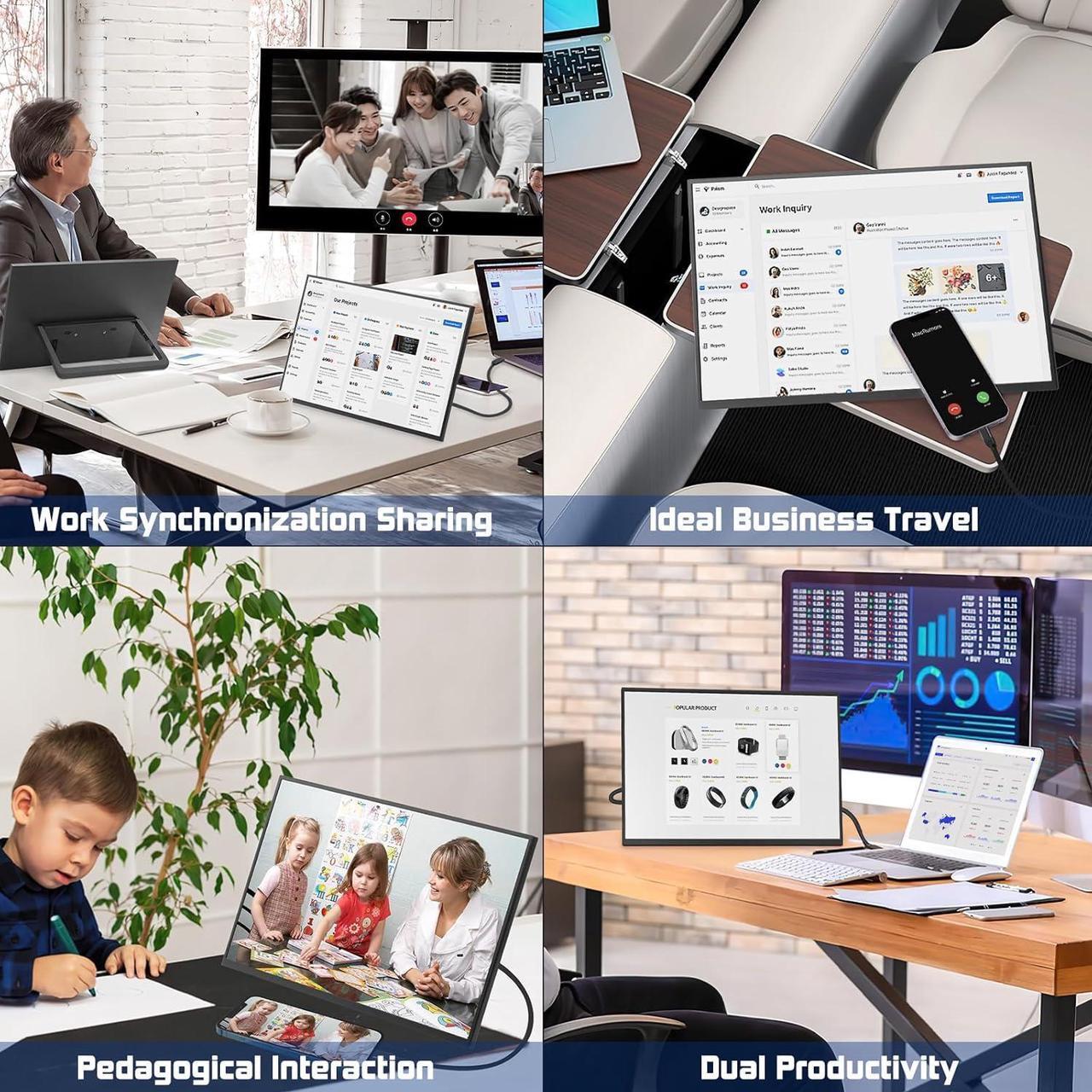 Alt view image 6 of 6 - NUOLAISUN Portable Monitor 18.5 inch 100Hz 100% sRGB FHD 1080P IPS Computer Display Gaming Monitor for Laptop USB C HDMI HDR Travel Monitor with Kickstand for Mac PC Xbox PS4/5 Switch Laptop Monitor