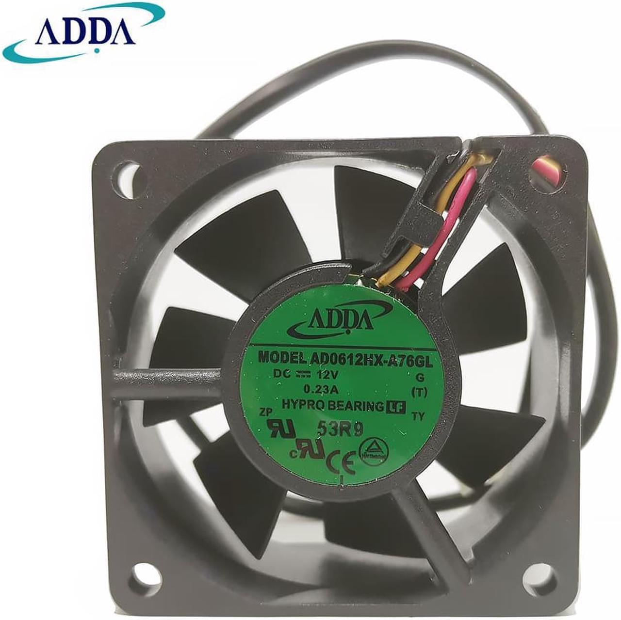 For ADDA AD0612HX-A76GL DC 12V 0.23A 60x60x25MM 3 wire lead server inverter pc cpu case cooling fan