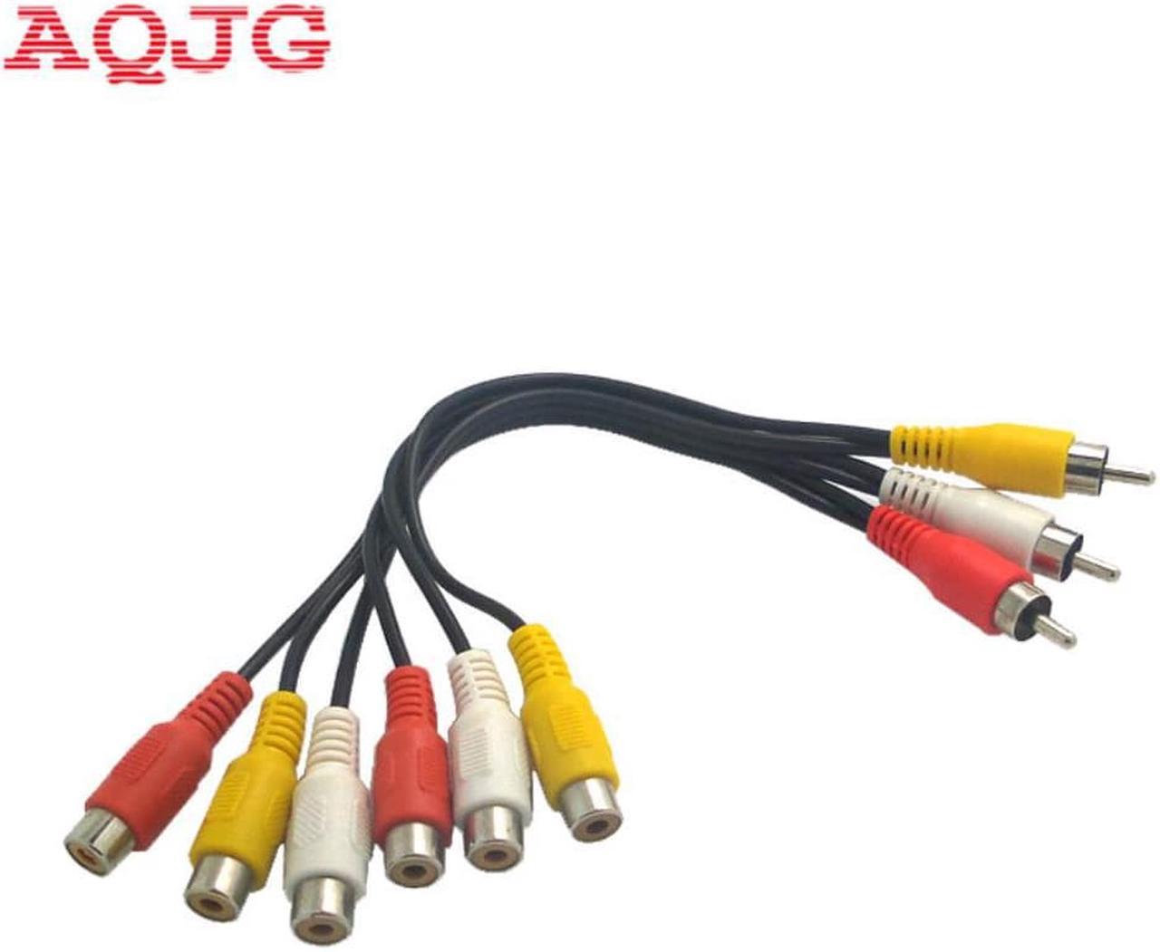 Hot 3 RCA Male To 6 RCA Female Plug Splitter Audio TV DVD Video Adapter AV Cable 3 RCA Male To 6 RCA Female Plug AQJG