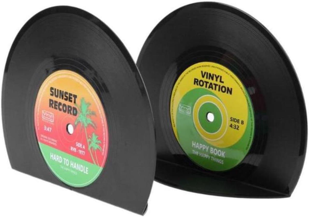 2Pieces s Retro Record Bookends / Vinyl Bookends Retro Vintage Record Bookends Book Holder Desk