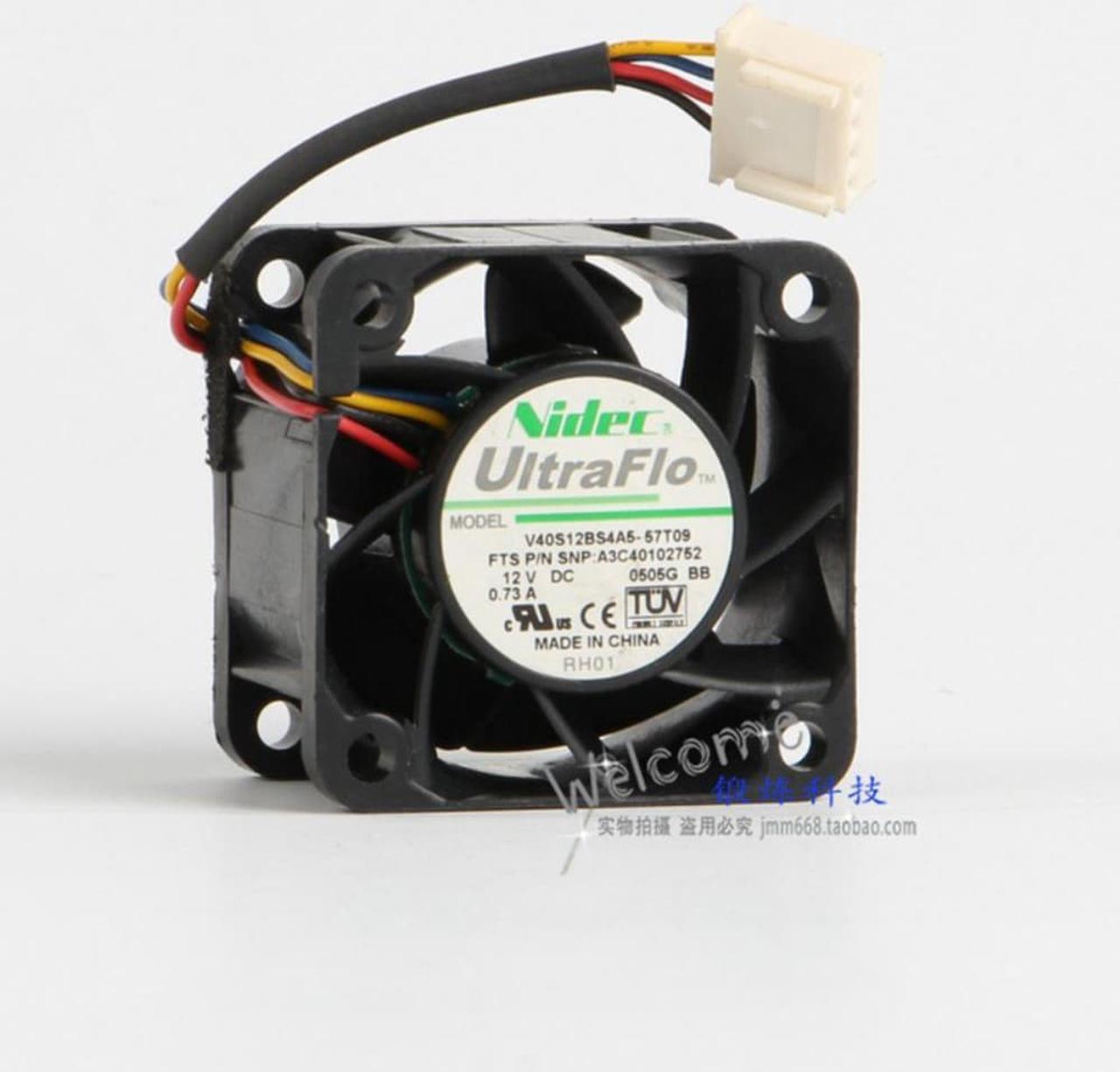 For Nidec V40S12BS4A5-57T09 DC 12V 0.73A 4-wire 4-pin connector 50mm 40x40x28mm Server Square Cooling Fan