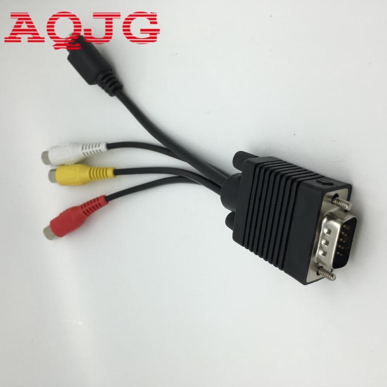 1pc 3 RCA Female Converter Cable VGA to Video TV Out S-Video AV Adapter  VGA Male to Rca female Wholesale AQJG