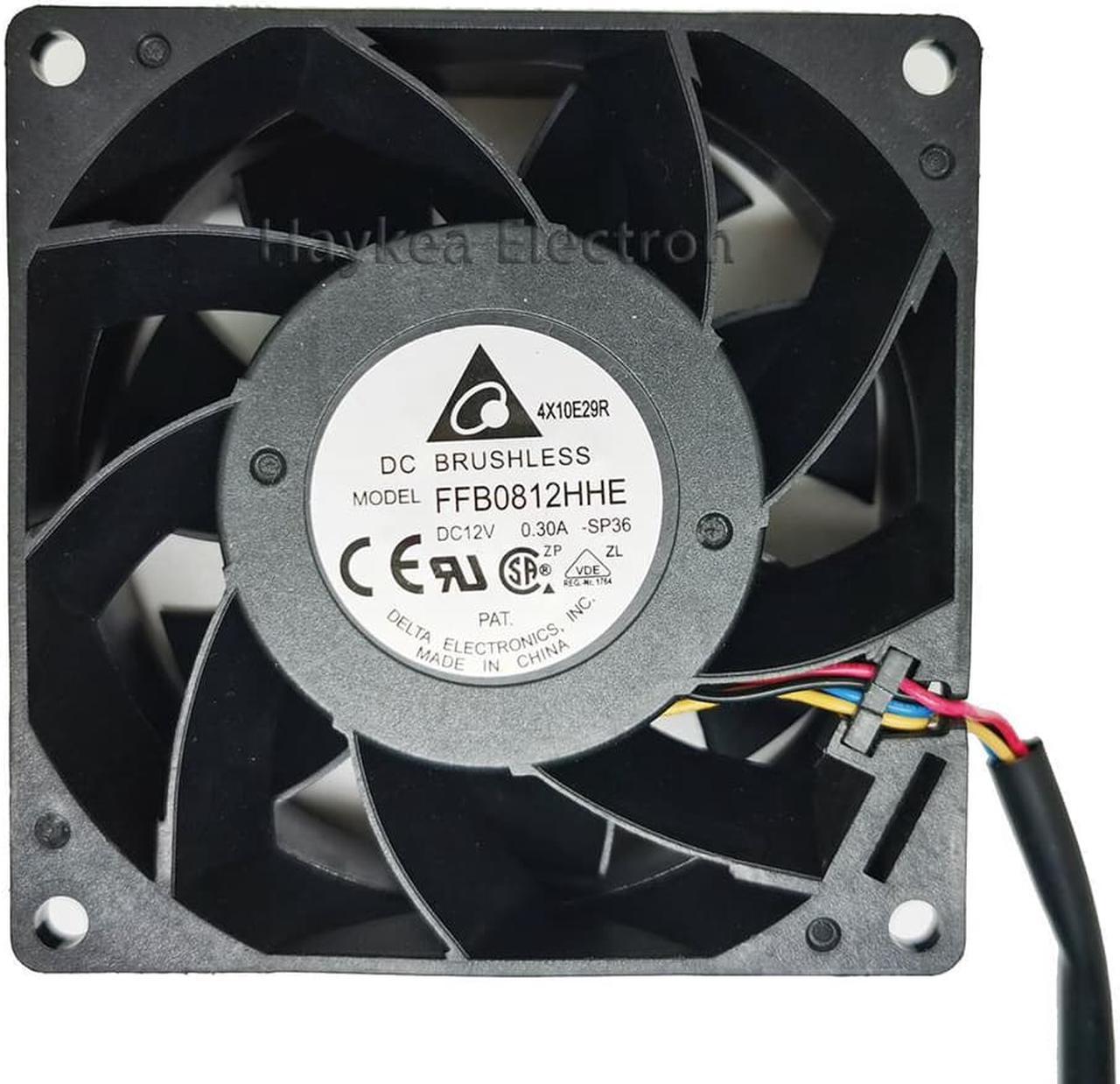 For delta FFB0812HHE 12V 0.30A 8038 8CM 80X80X38MM PWM control hight speed 4lines double ball bearing cooling fan cooler