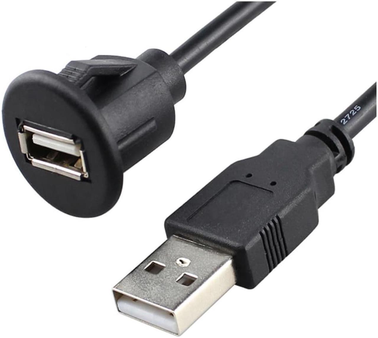 USB2.0 Panel Waterproof Cable Usb Car Dashboard Male to Female Extension Cable USB small round head plunge mount 1M