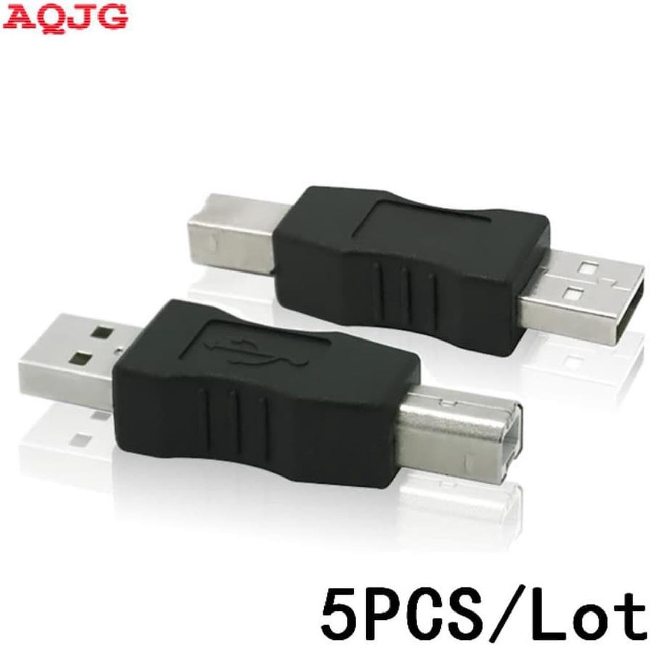 5pcs USB Male to USB B Male Connector Cable Adapter Computer Printer Scanner USB-B Adapter Converter USB Plug Socket AQJG*5