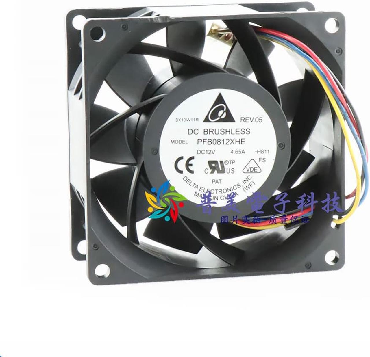 For Delta PFB0812XHE 8038 80x80x38mm DC 12V 4.65A Violence Cooling Fan Hight Speed 8cm