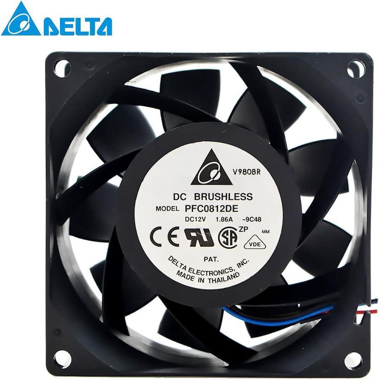 for delta PFC0812DE 8038 1.86A 12V 4 wire PMW double bearing violent cooling fan