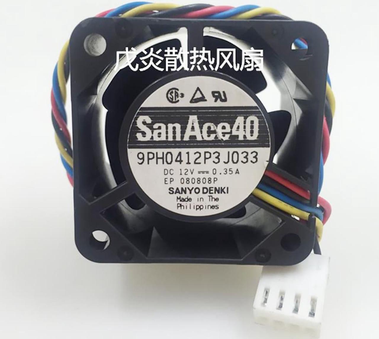 2pcs San Ace 40 4028 40MM 1U 2U Server fan Server case Cooling fan Big power 9PH0412P3J033 12V 0.35A 4pin