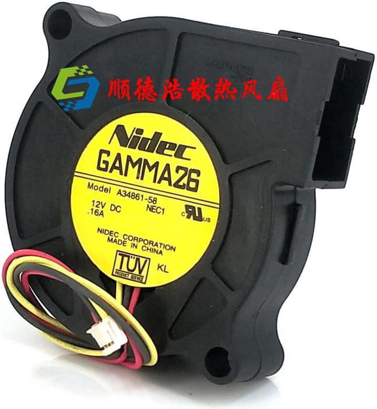 Nidec A34861-58 GAMMA26 NEC1 DC 12V 0.16A 50x50x15mm 3-wire Server Cooling Fan