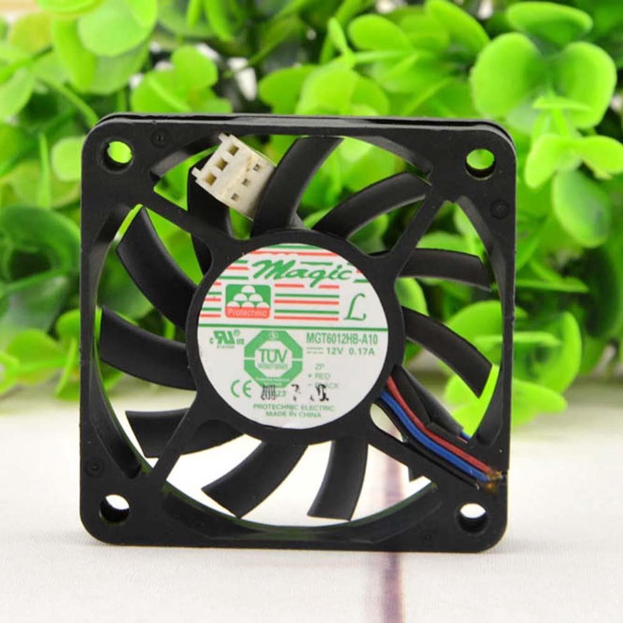 For Magic MGT6012MR-A10 DC 12V 0.12A 60x60x10mm 3-wire Server Cooling Fan