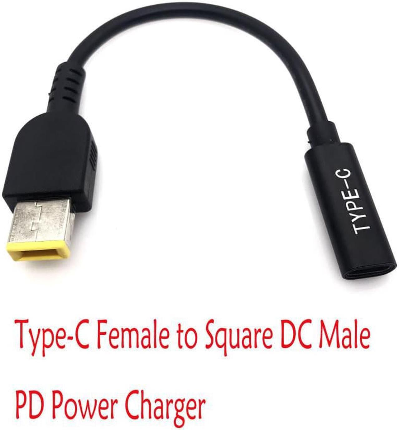 Type-C Female to Square DC Male PD Power Charger Connector Cable All-copper Conductor Induction Chip 15cm for Lenovo Thinkpad