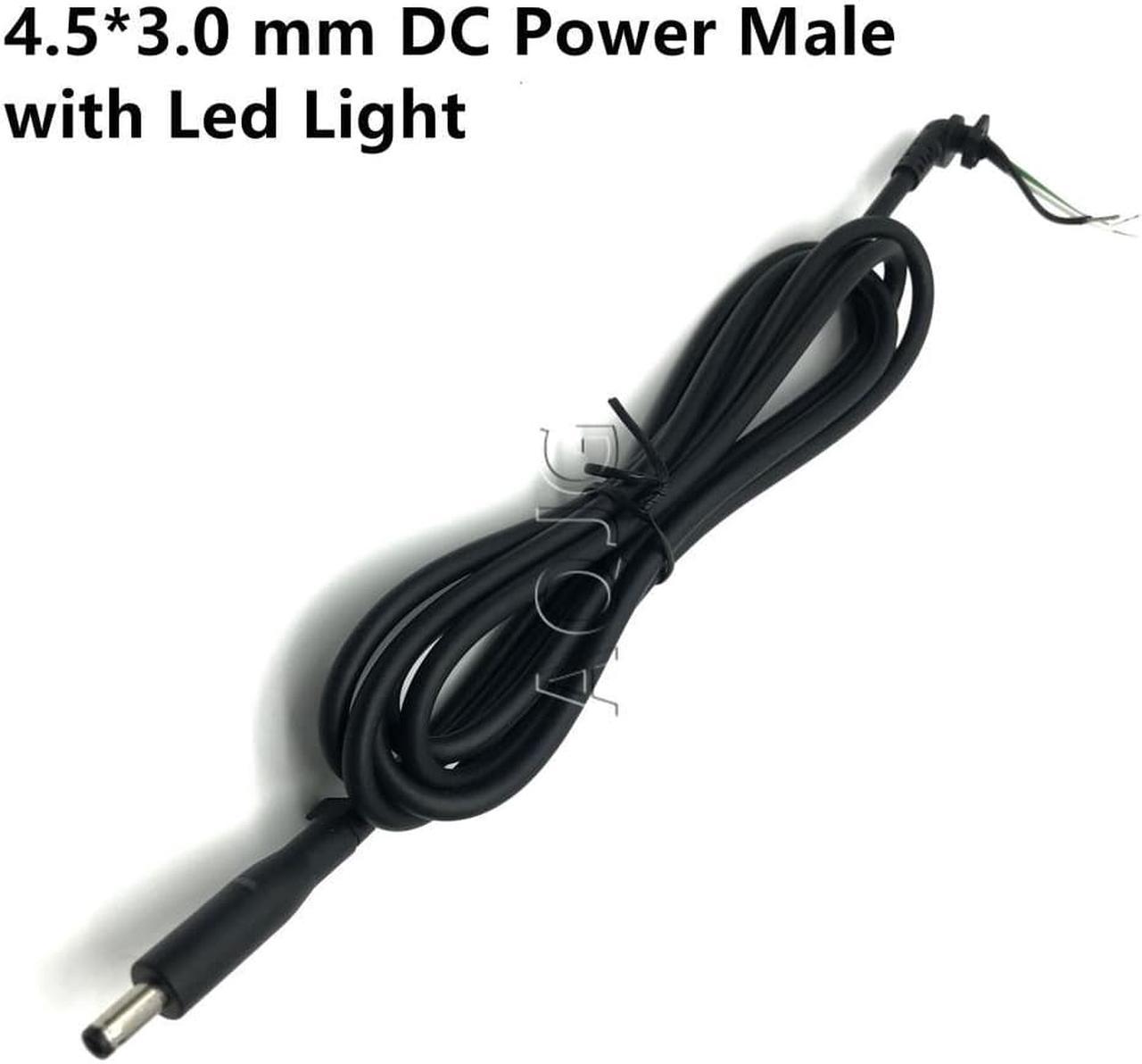 1.8M 4.5x3.0 mm 4.5*3.0 mm DC Power Male Tip Plug Connector With Cord / Cable for Dell Laptop Power Adapter Charger  LED light