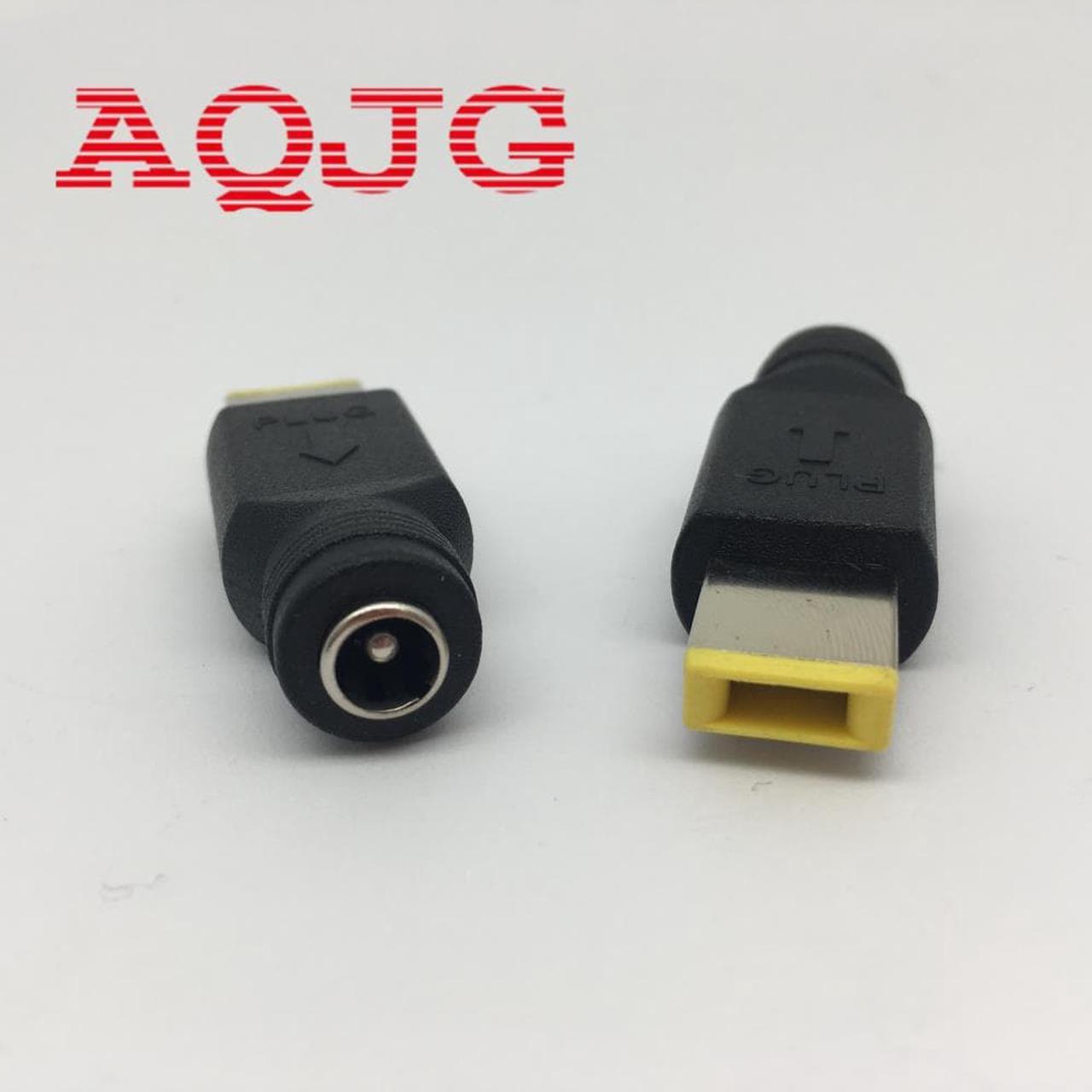 2pcs C 5.5 2.1mm Female to Square Male Plug AC DC Power Plug Connector Adapter For lenovo ThinkPad 20V3.25A  4.5A 2.5A  AQJG