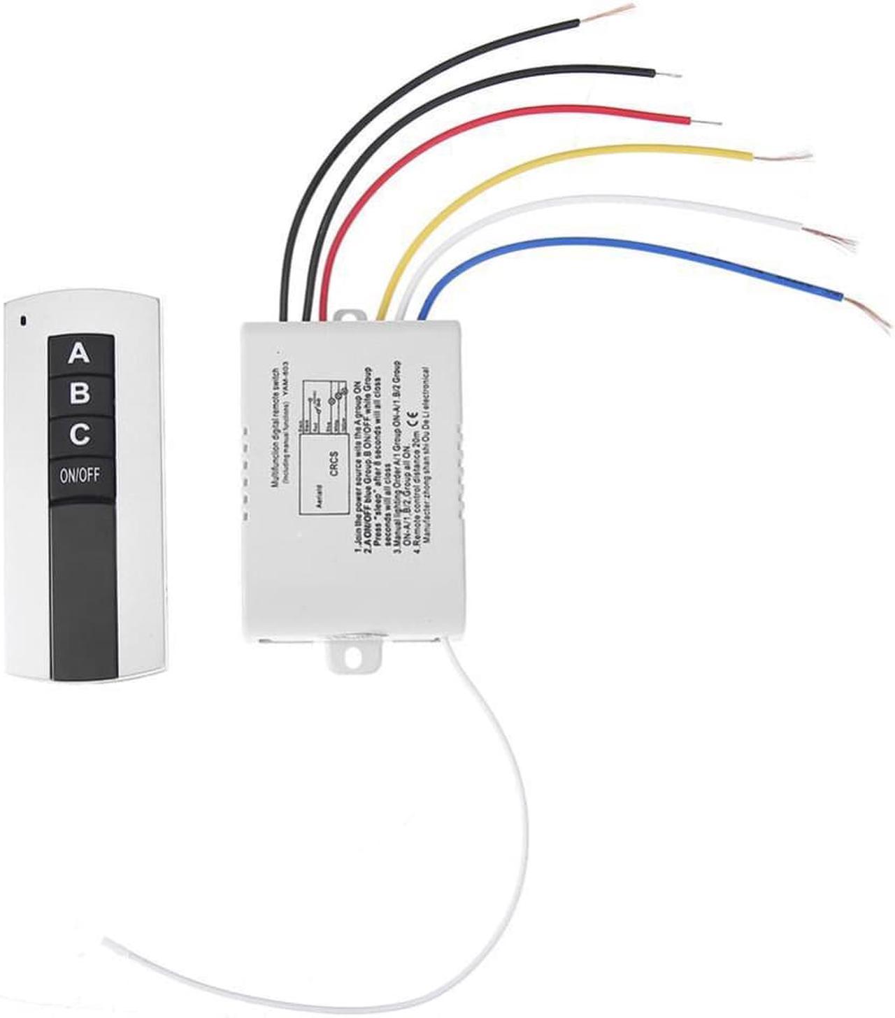 220V 3 Channel Wireless Digital Remote Control Switch NO/OFF for Lamp Light Receiver Transmitter Drop Ship