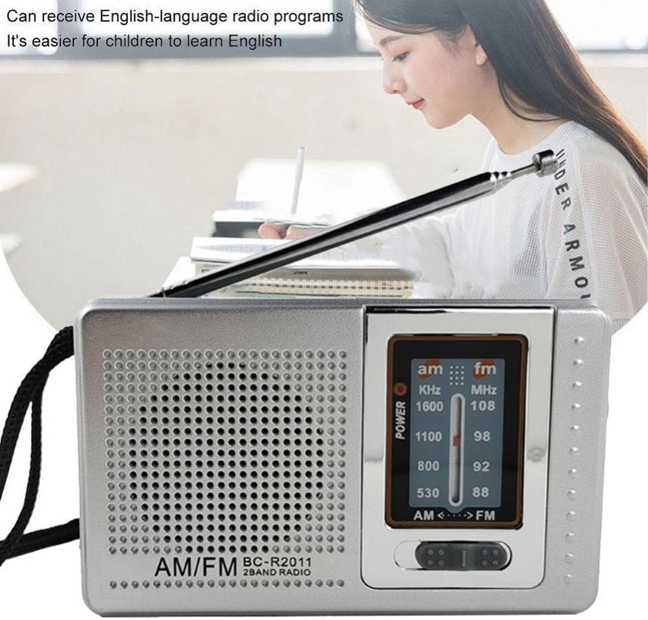 HiFi Music Player Radio Dual Band AM FM Pocket Pointer Radio Telescopic Antenna Powered 3.5mm Jack for Elder