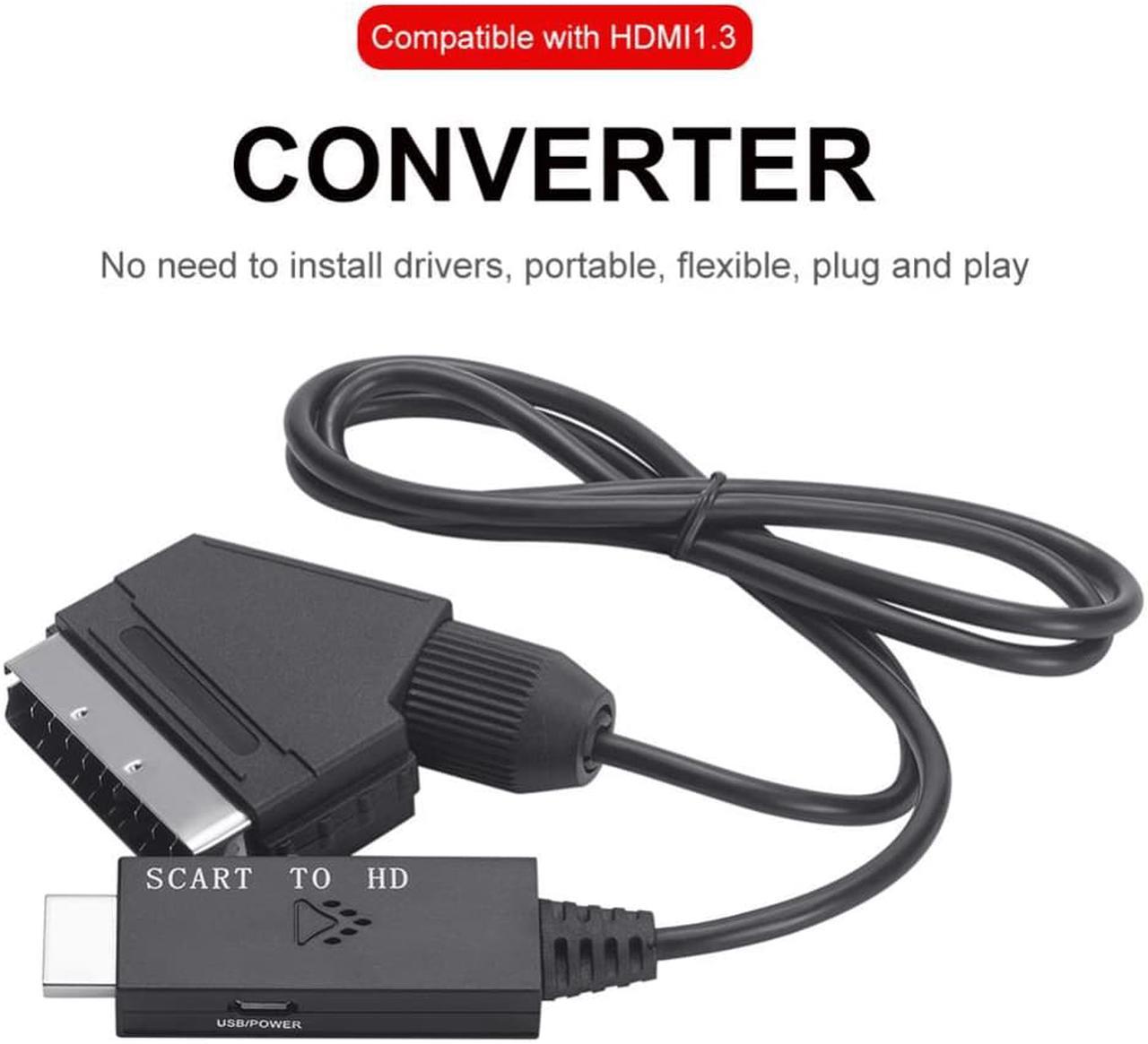 1m Video Audio Converter Adapter Scart To HDMI-compatible 1080P Video Adapter DC 5V Micro USB Cable Accessories for Set-top Box