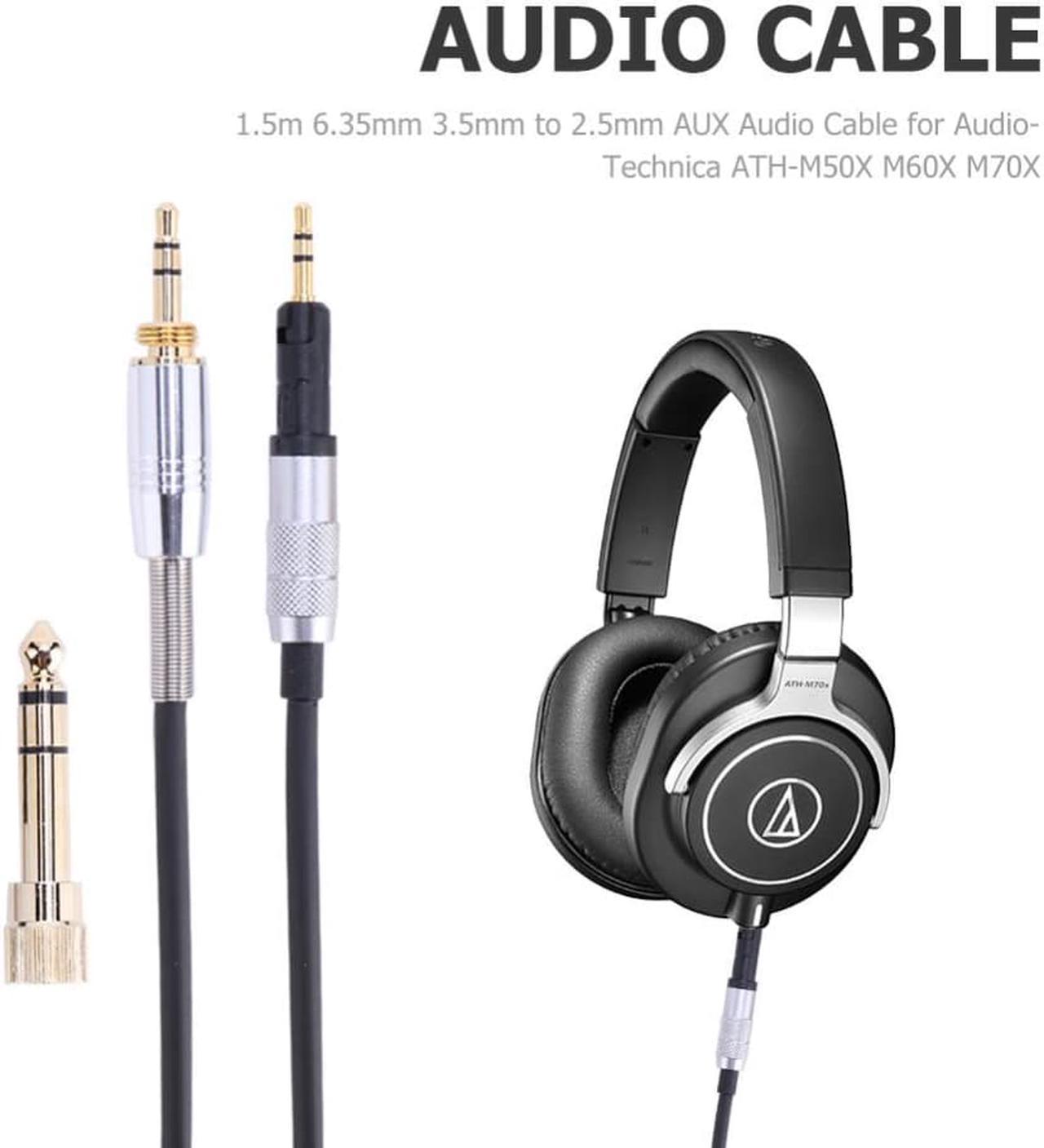 1.5m Audio Cable Wire Replacement 3.5mm To 2.5mm Headphone Adapter Gold-plated 6.35mm for Audio-Technica ATH-M50X M60X M70X