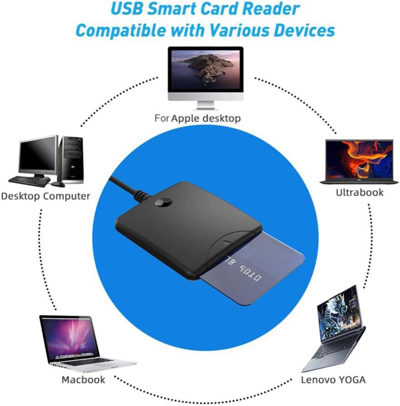 Smart Card Reader Portable Smart Chip Reader Support for Windows Linux System Contact-type Accessories