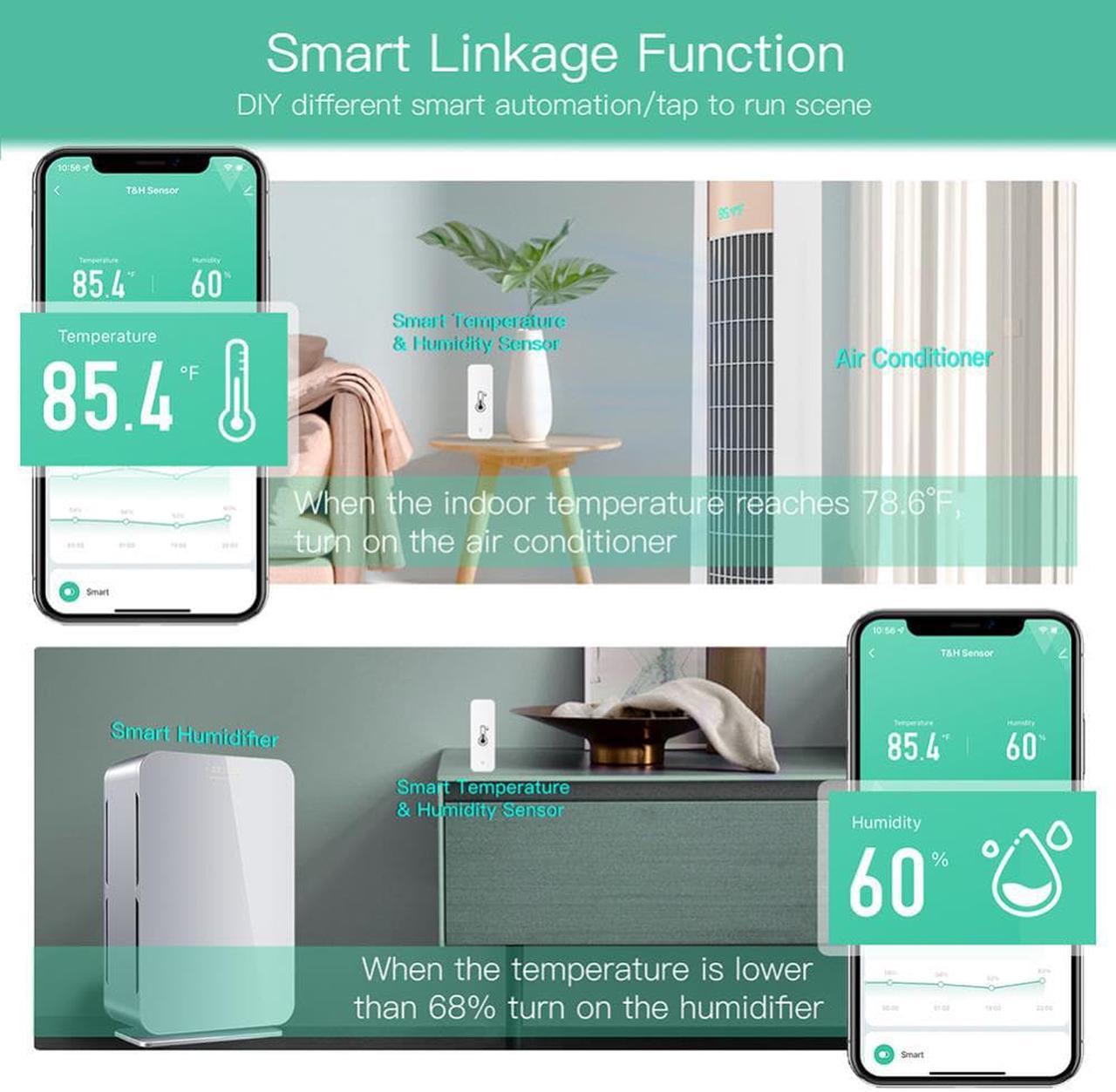 WiFi Humidity Sensor Powered Tuya APP Indoor Thermometer Monitoring Remote Control Portable for Refrigerator