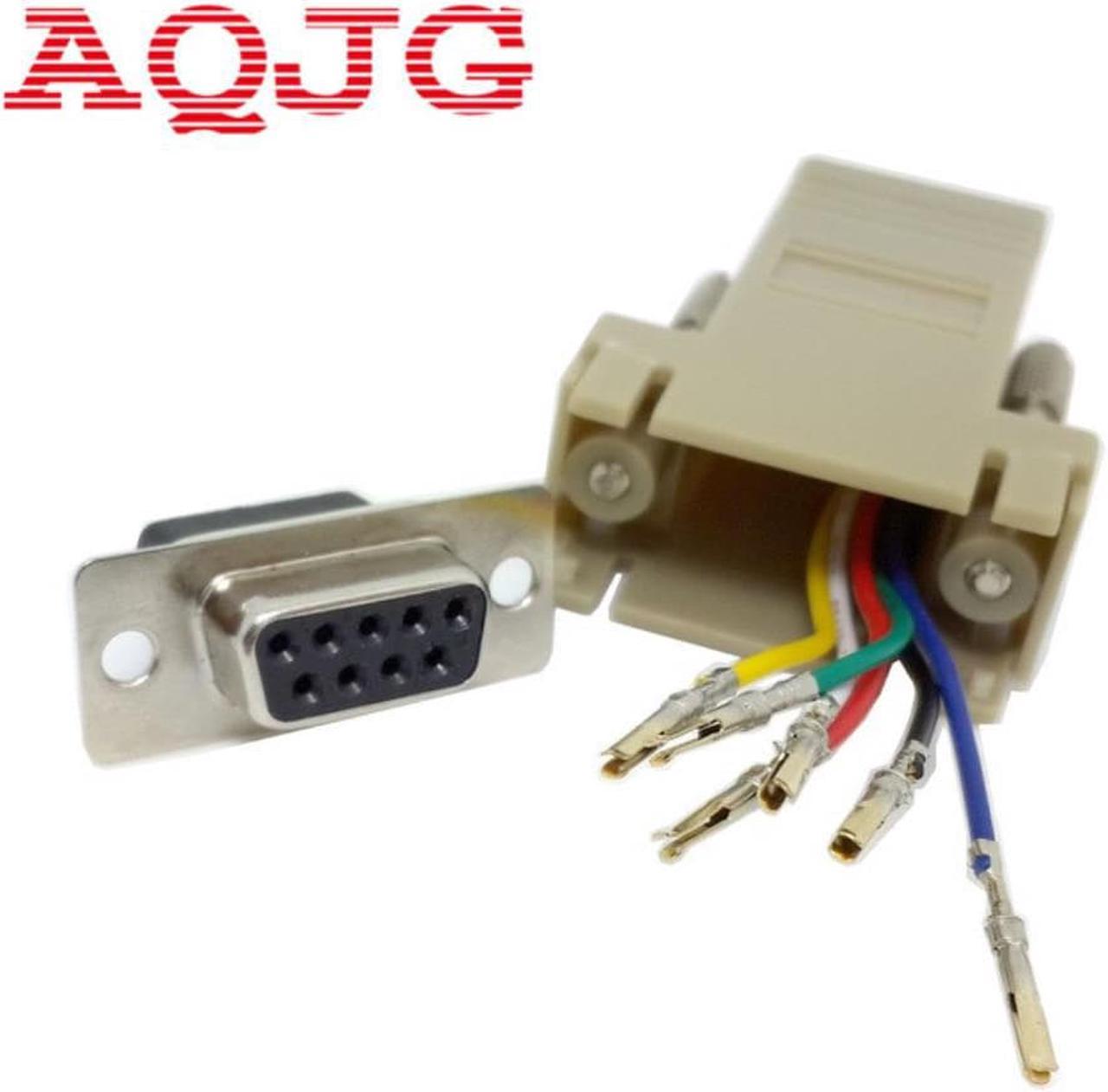 10pcs DB9 Female to RJ45 Female DB9 to RJ45  Adapter Connector  rs232 modular cab-9as-fdte to rj45 db9 for Computer AQJG