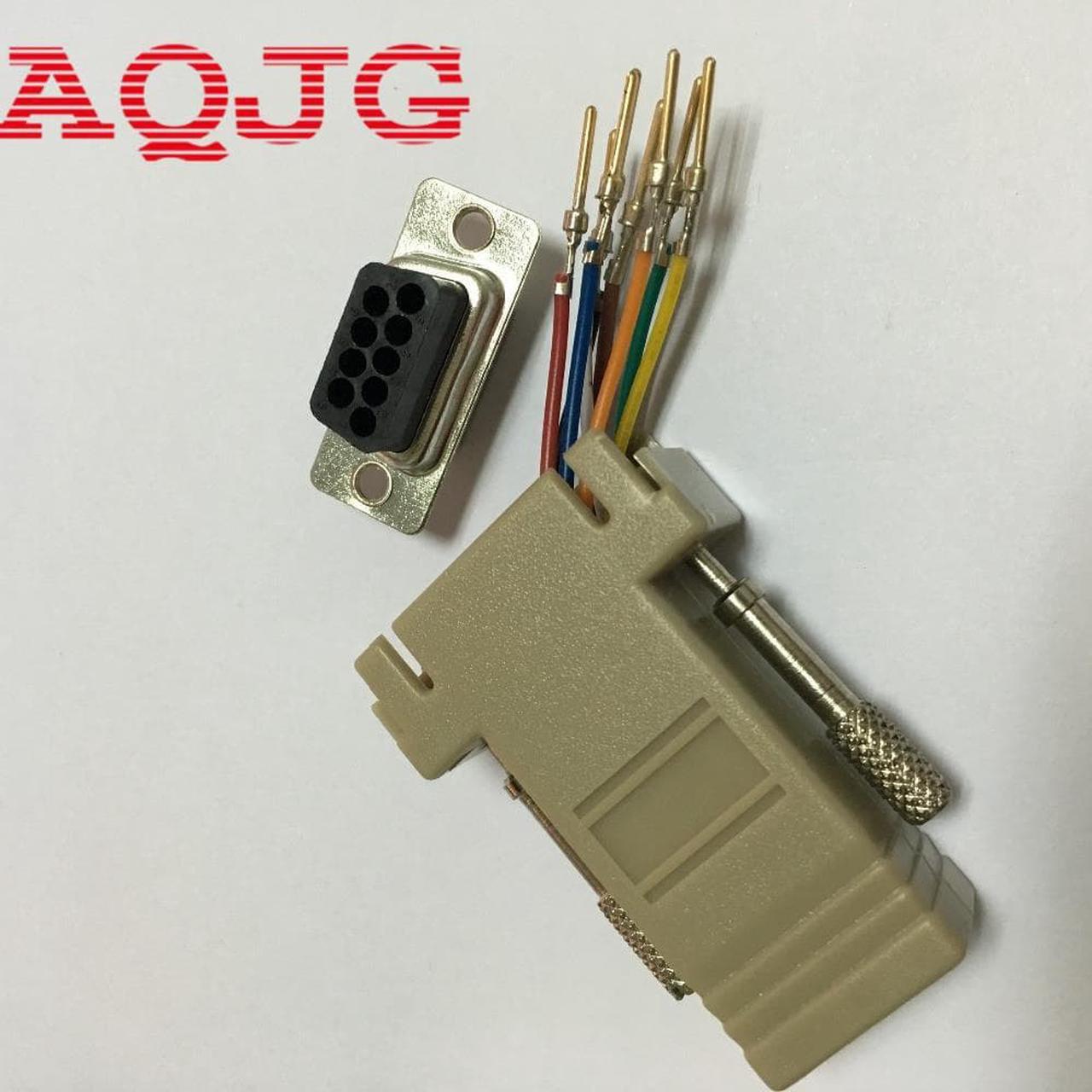 10PCS DB9 Male to RJ45 Male M/M RS232 Modular Adapter Connector Extender Convertor DB9 Male to RJ45 wholesale RS232  AQJG