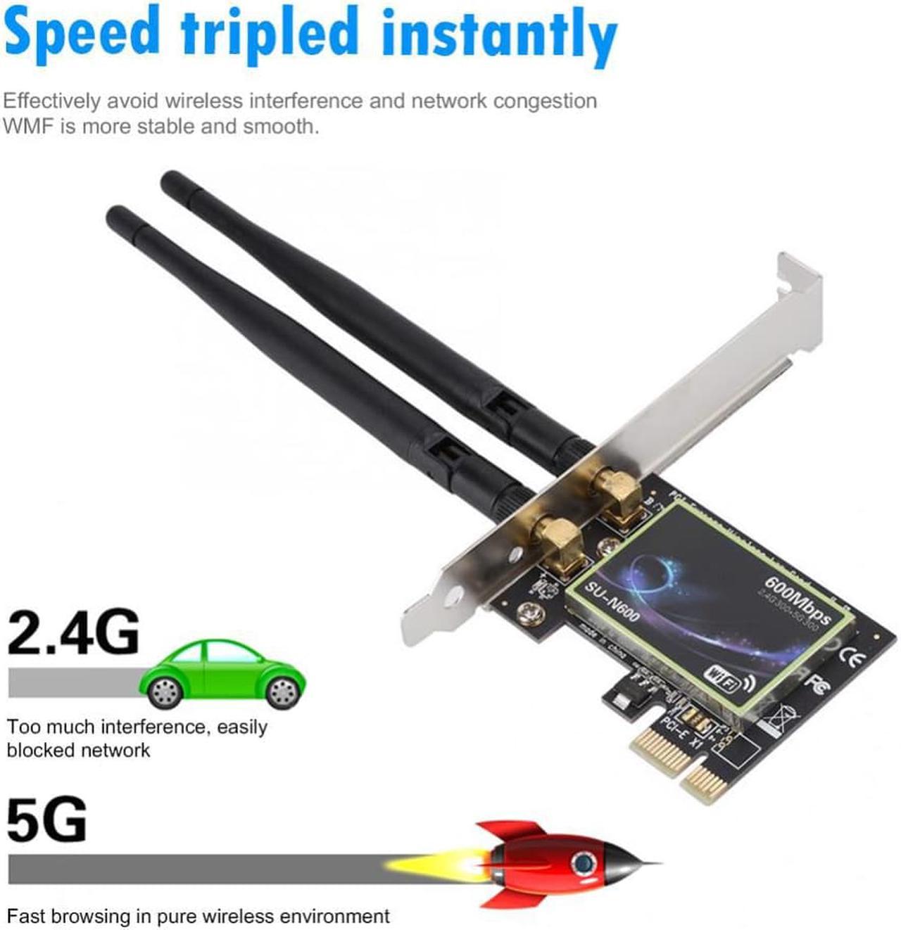 SU-N600 Dual Band 600Mbps PCI-E Network Card 2.4G/5GHz Gigabit Ethernet Adapter