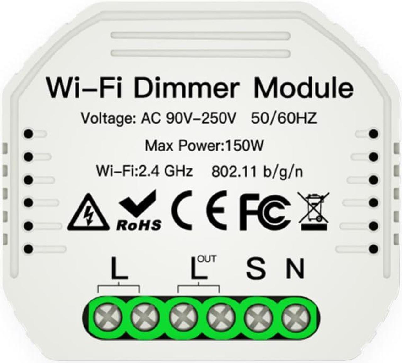 MoesHouse DIY Smart WiFi Light LED Dimmer 1 Way Switch Smart Life/Tuya APP Remote Control,Works with Alexa Echo Google Home