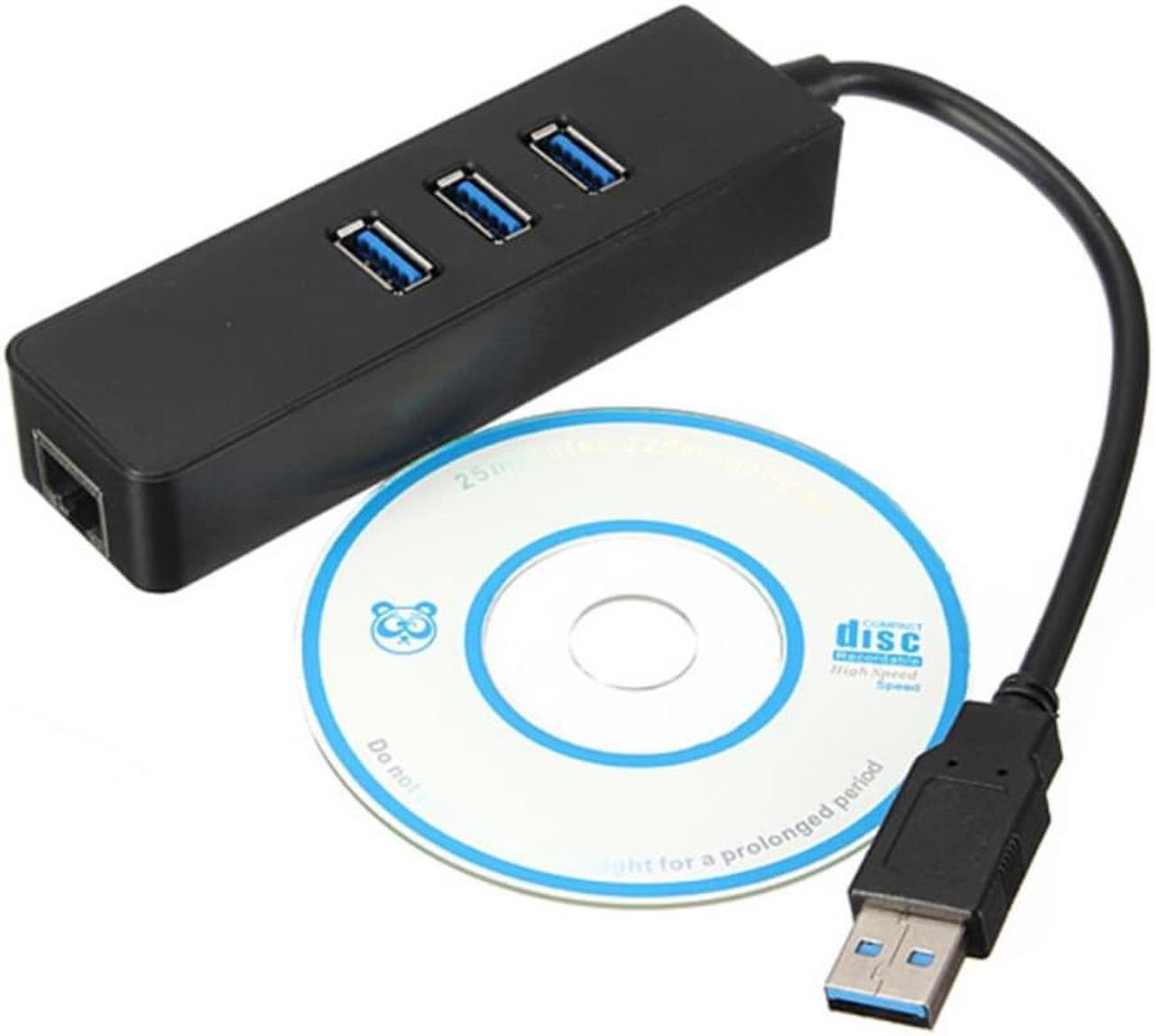 USB 3.0 1000Mbps Gigabit Ethernet Adapter USB to RJ45 Lan Network Card 3 Port USB3.0 Hub for Windows 7/8/10/Vista/XP MacOS PC