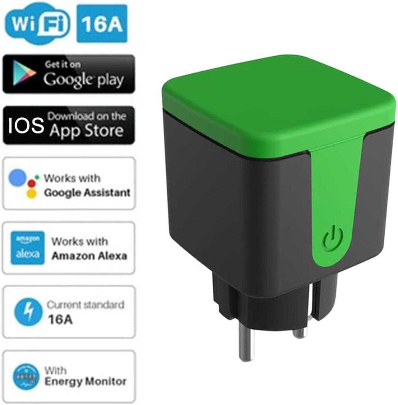 WiFi EU Smart Plug Remote Timing Function WiFi Smart Outlet Socket Power Monitor Work with Alexa Google Assistant